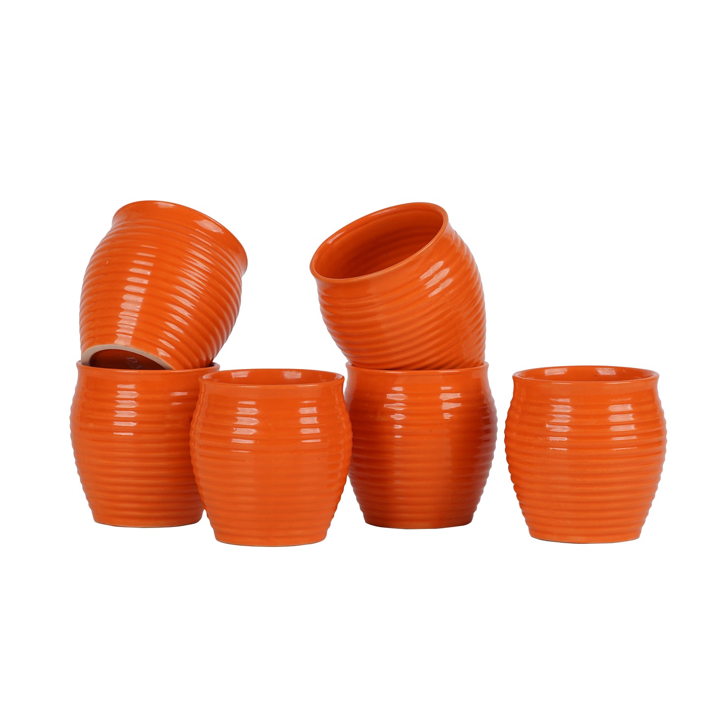 DATA Kulhad Chai Set of 6 in Orange My Store