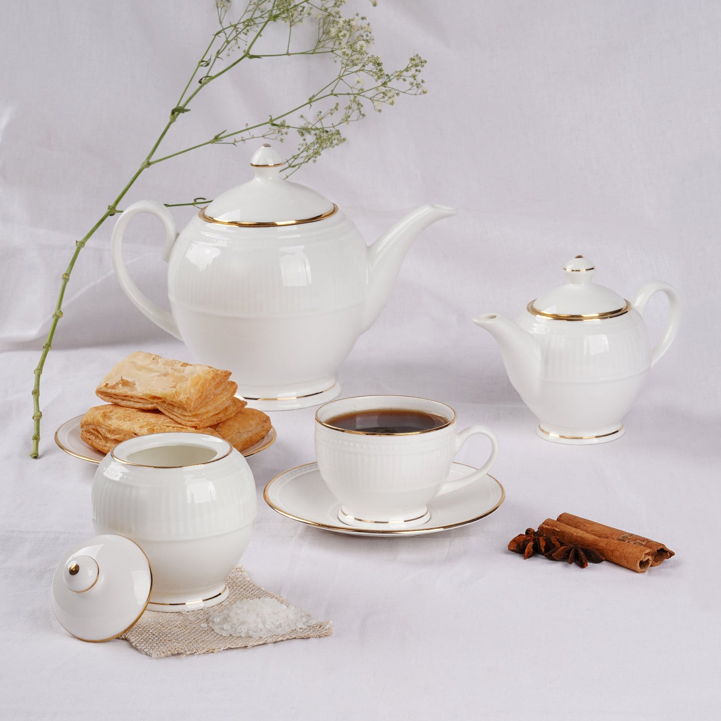 Crown Tea Set in Pure Gold Buy Tea Cups, Cup & Saucer Sets My Store