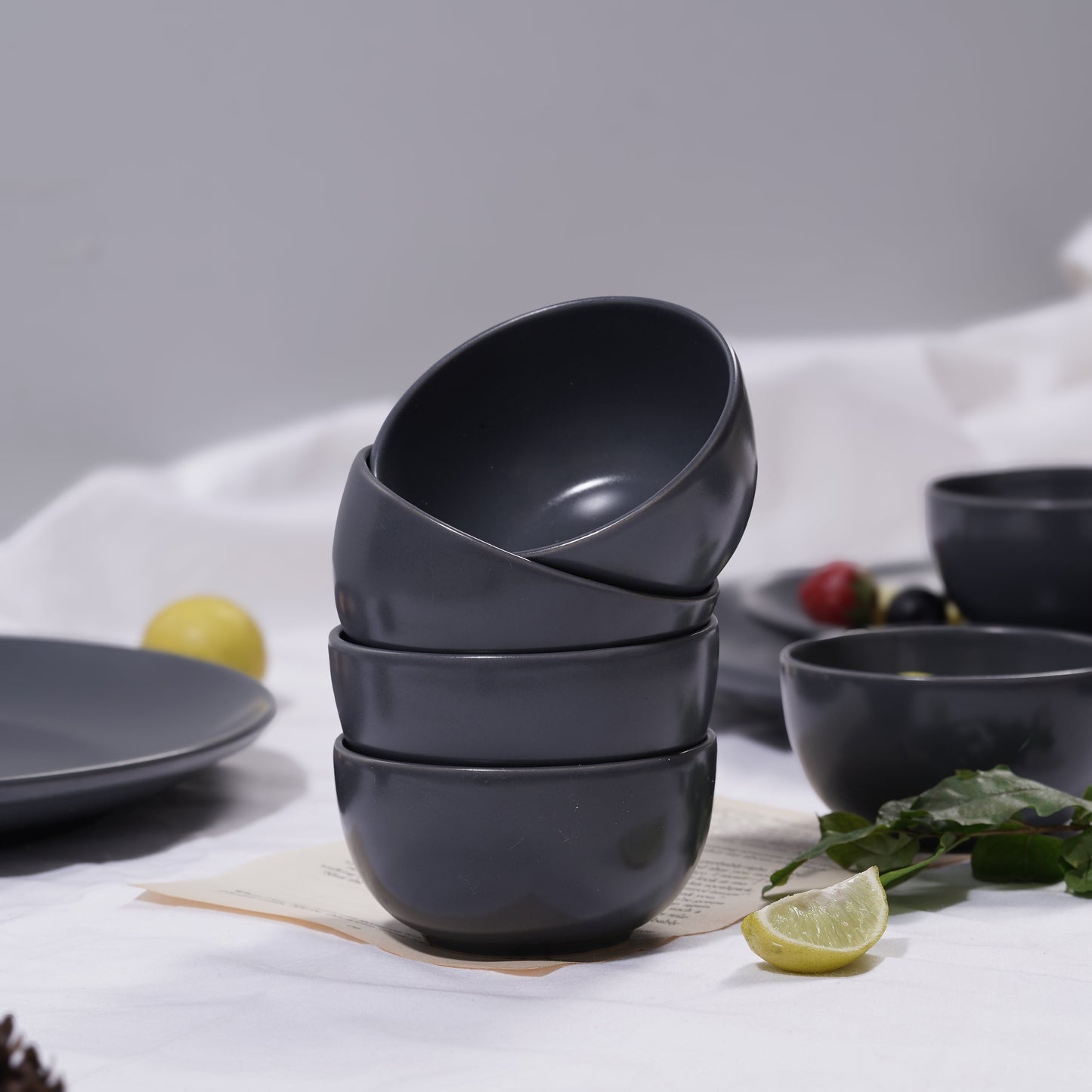 DATA Sattva Grey Matt Veg Bowls, Set of 6 My Store