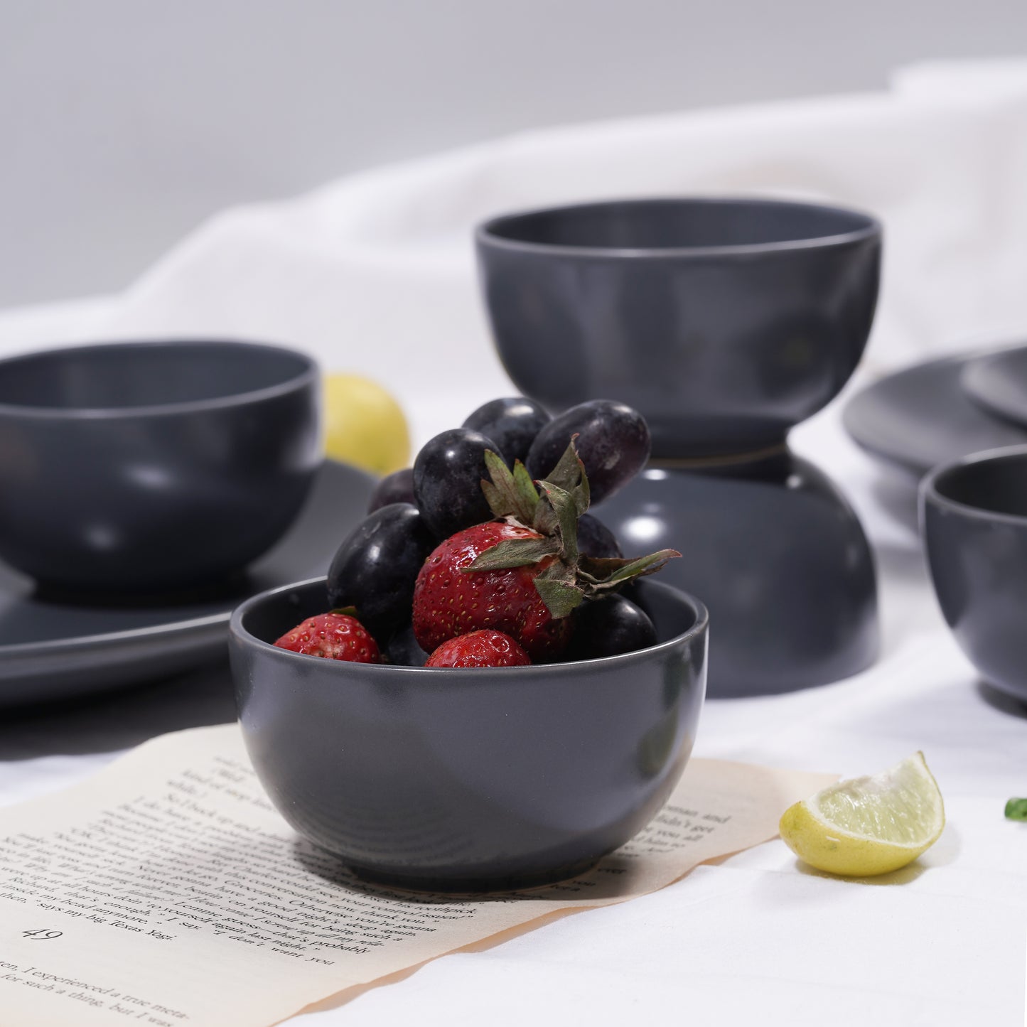 DATA Sattva Grey Matt Veg Bowls, Set of 6