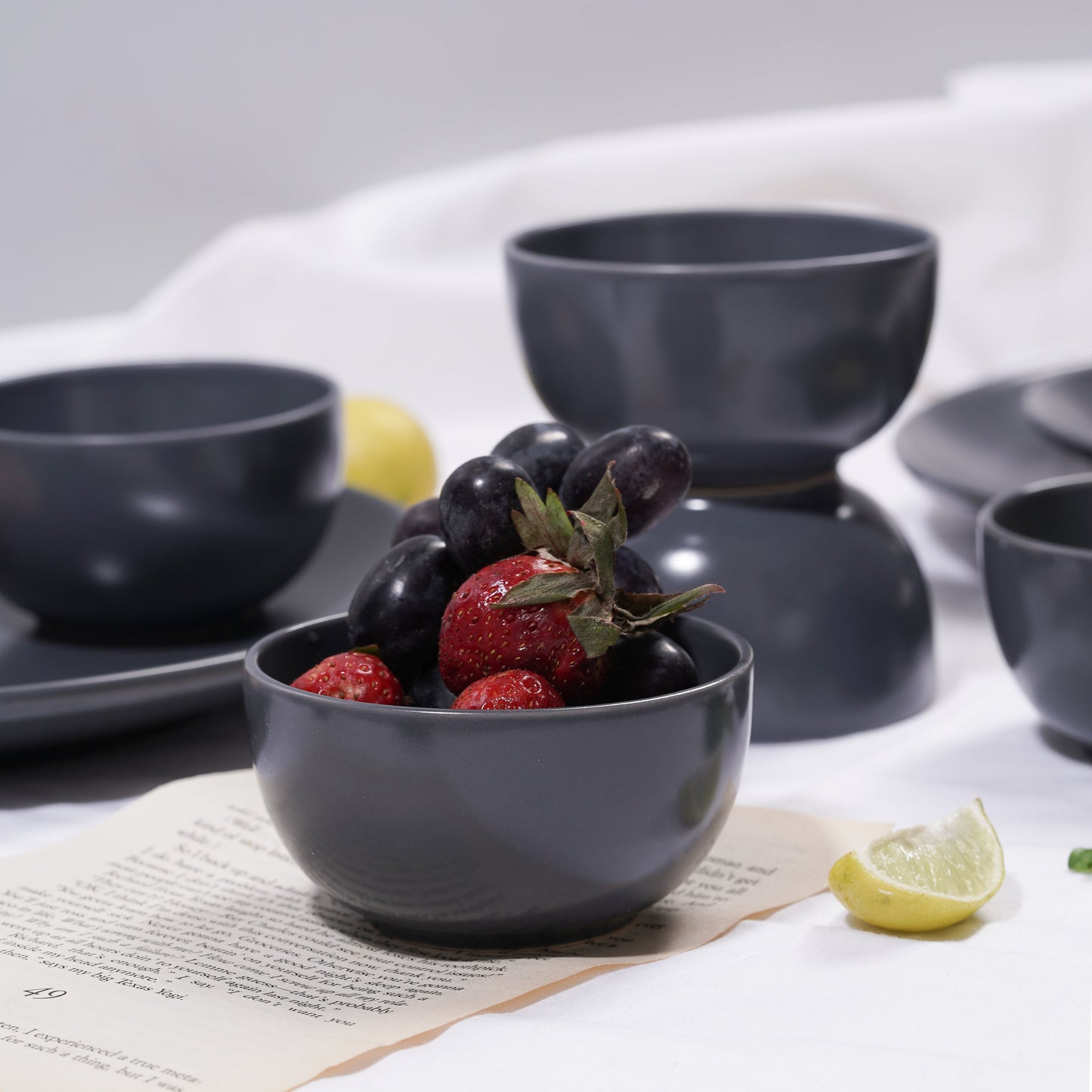 DATA Sattva Grey Matt Veg Bowls, Set of 6 My Store