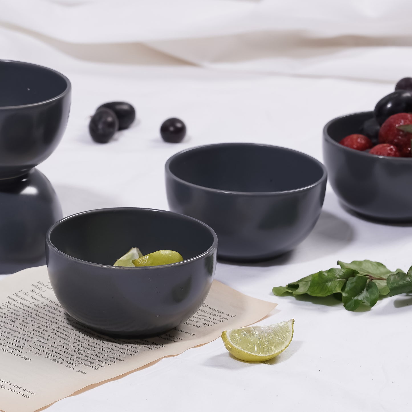 DATA Sattva Grey Matt Veg Bowls, Set of 6