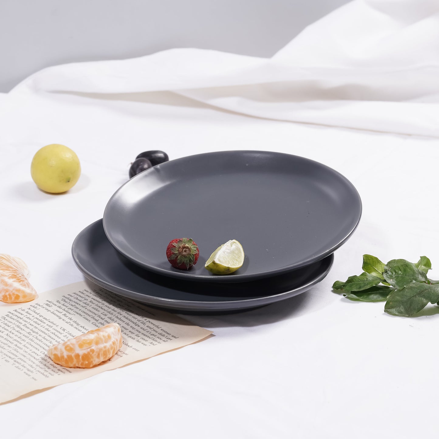 DATA Sattva Grey Matt Quarter Plates, Set of 2 My Store