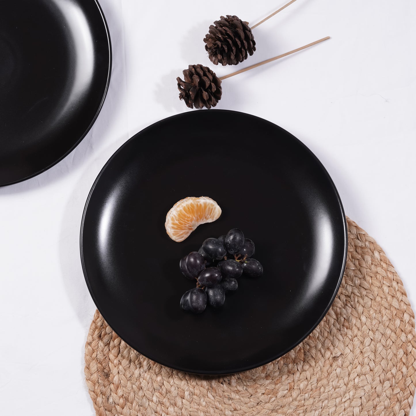 DATA Sattva Black Matt Quarter Plates, Set of 2