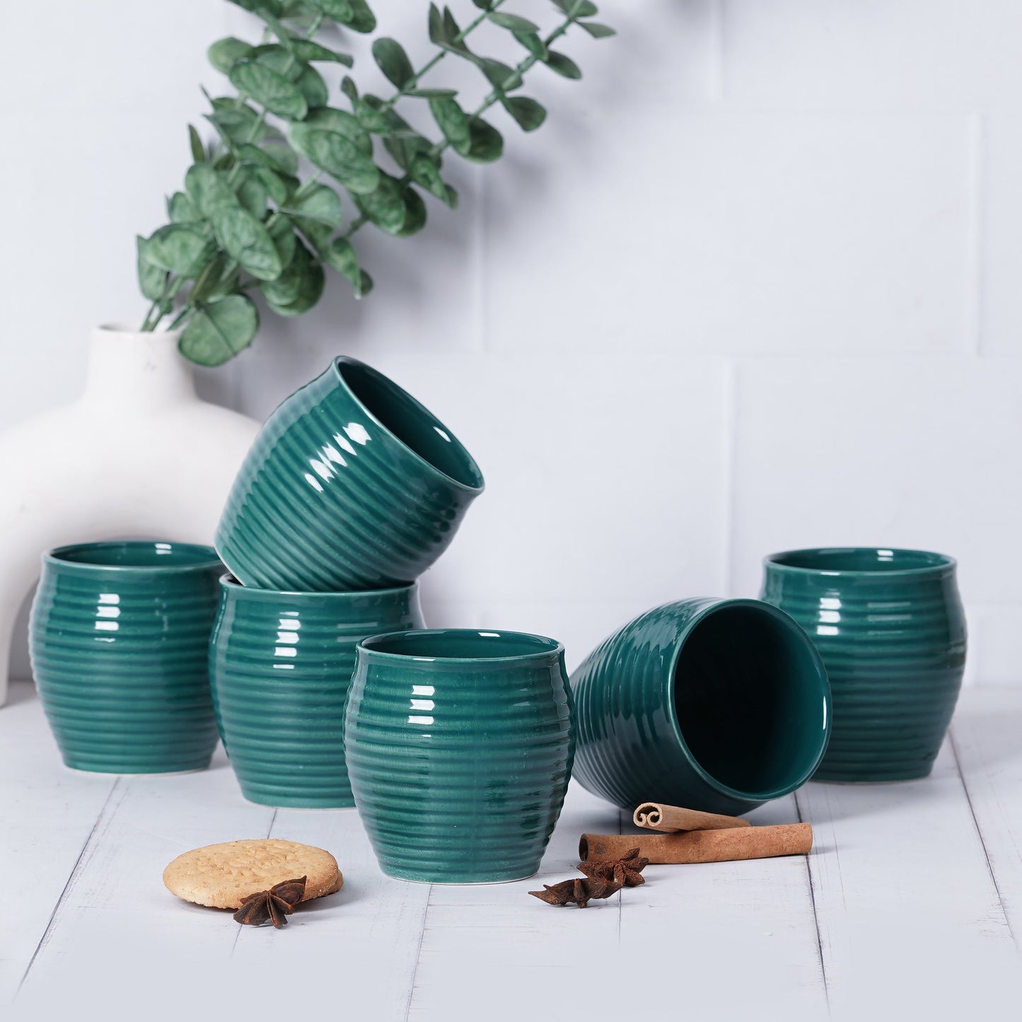 DATA Kulhad Chai Set of 6 in Dark Green My Store