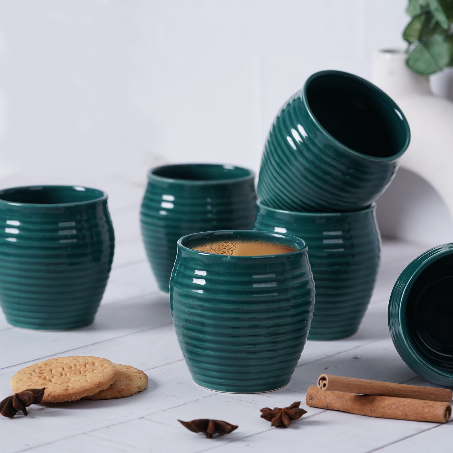 DATA Kulhad Chai Set of 6 in Dark Green My Store