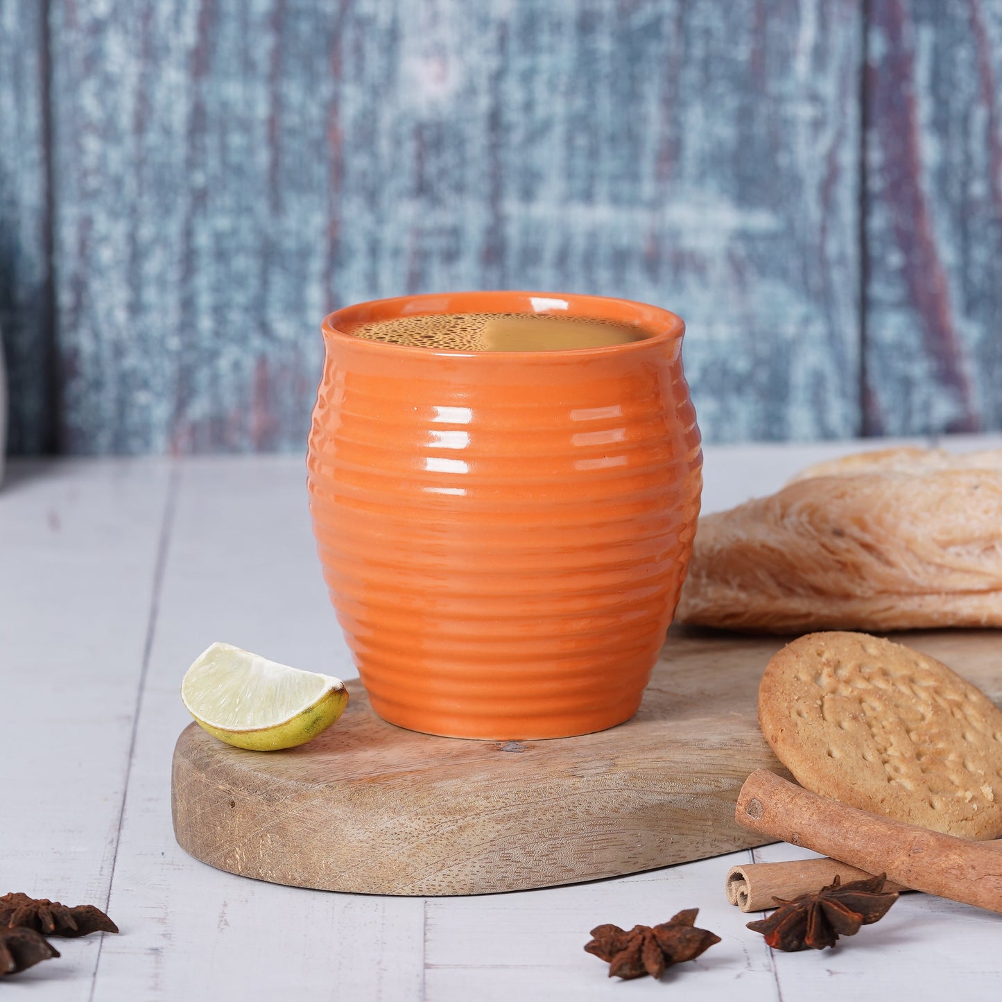 DATA Kulhad Chai Set of 6 in Orange My Store