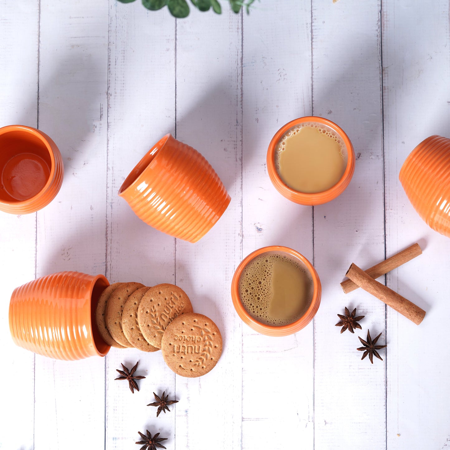 DATA Kulhad Chai Set of 6 in Orange My Store