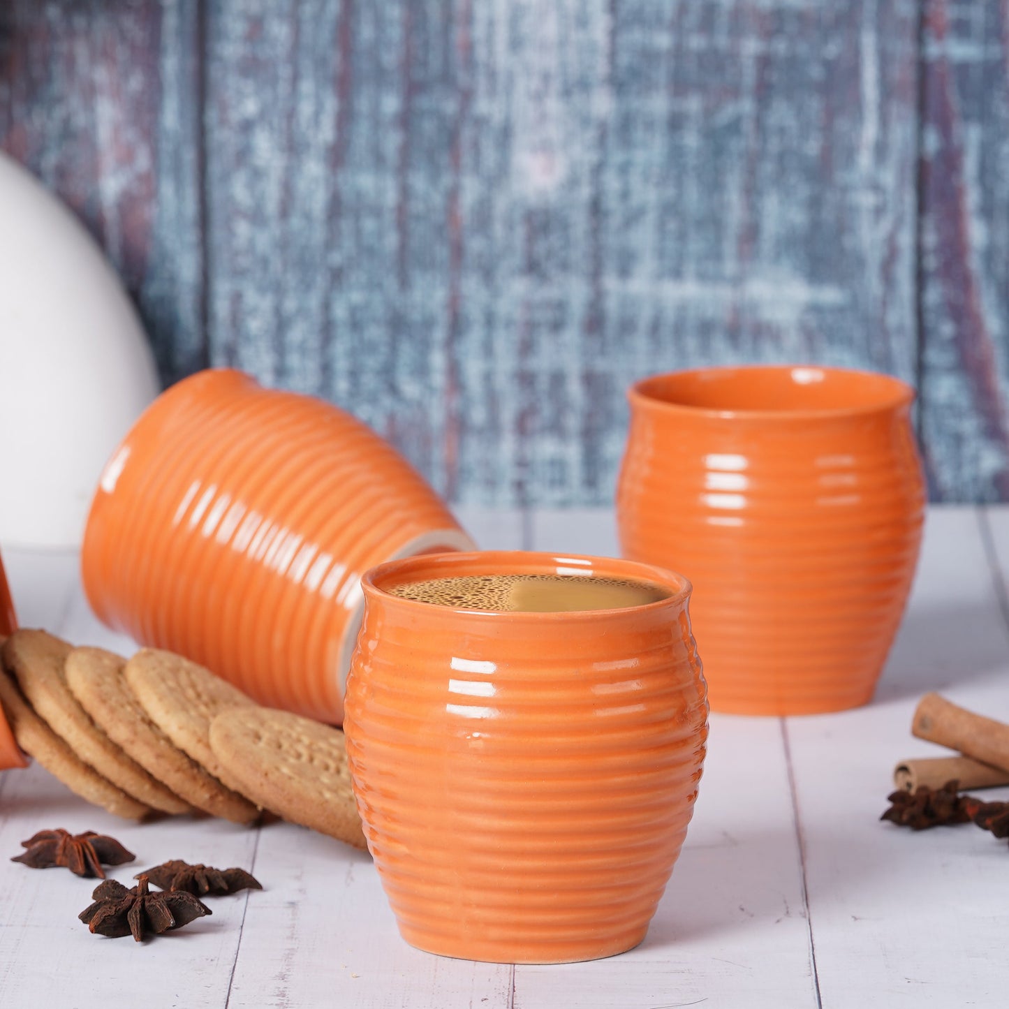 DATA Kulhad Chai Set of 6 in Orange My Store
