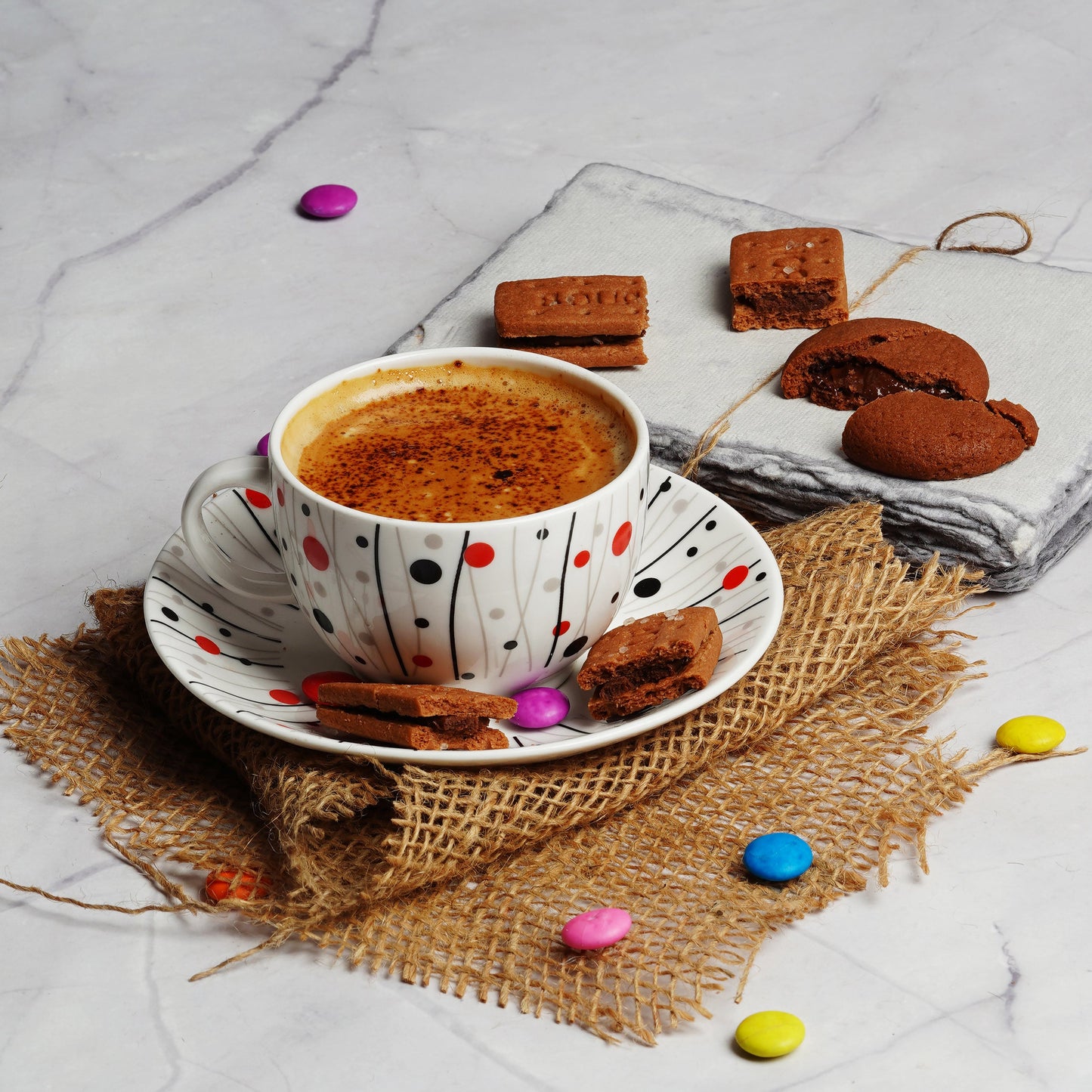 Rani Cups and Saucers with Abstract Dots-Tea Cups My Store