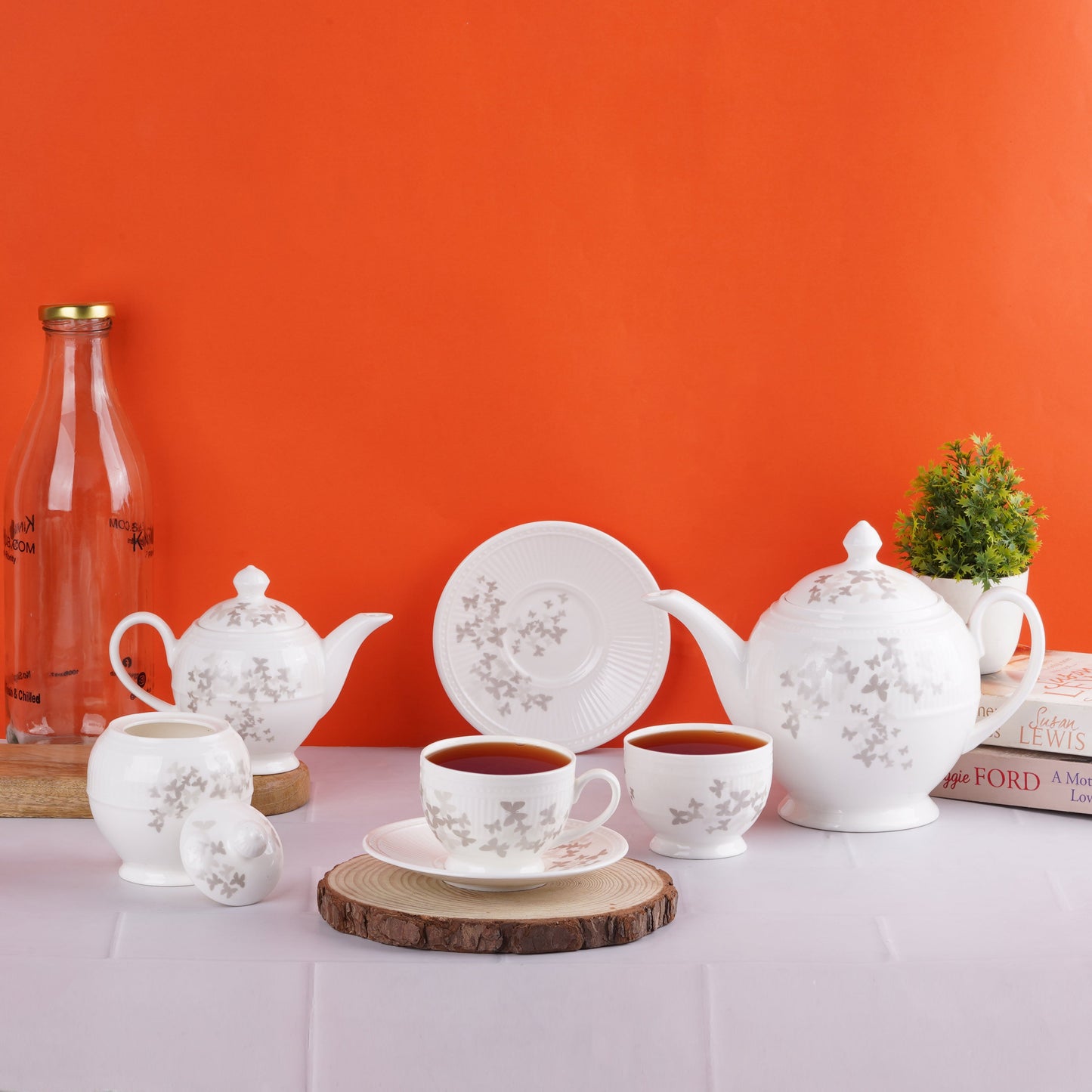 Crown Silver Butterflies Tea & Coffee Sets My Store