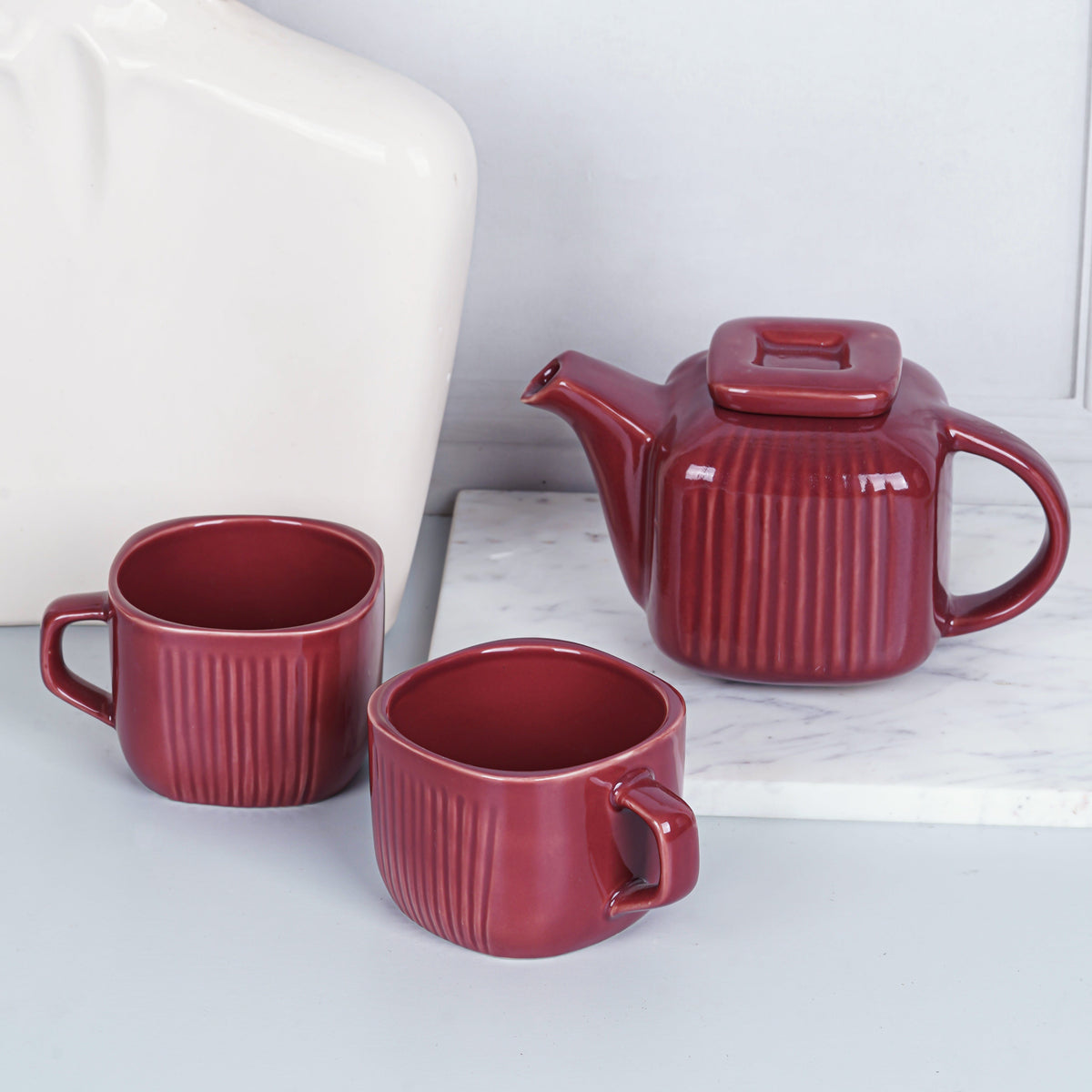 DATA Zen Tea Set in Maroon, Set of 4 My Store