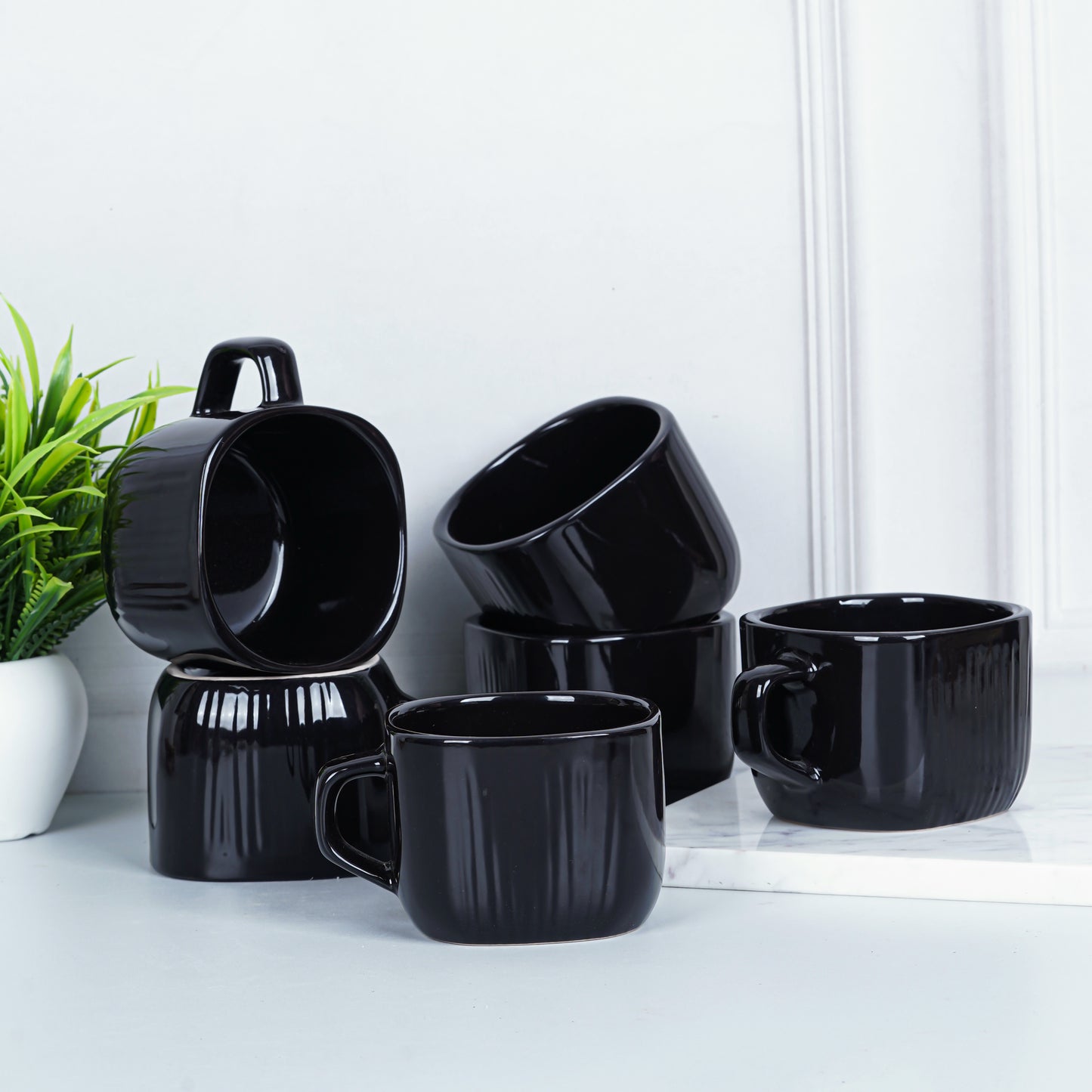 DATA Zen Coffee Mugs in Black, Set of 6