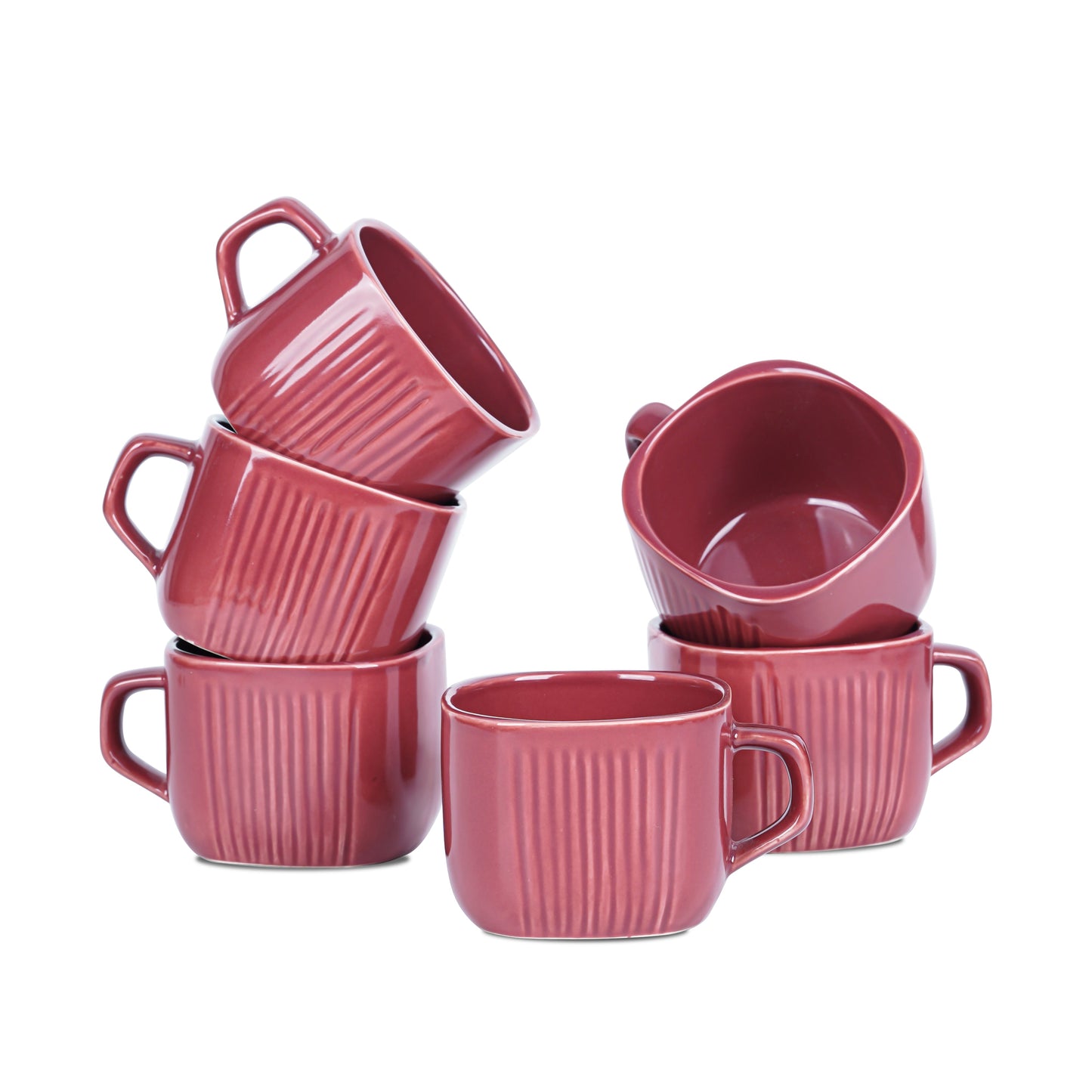 DATA Zen Coffee Mugs in Maroon, Set of 6 My Store