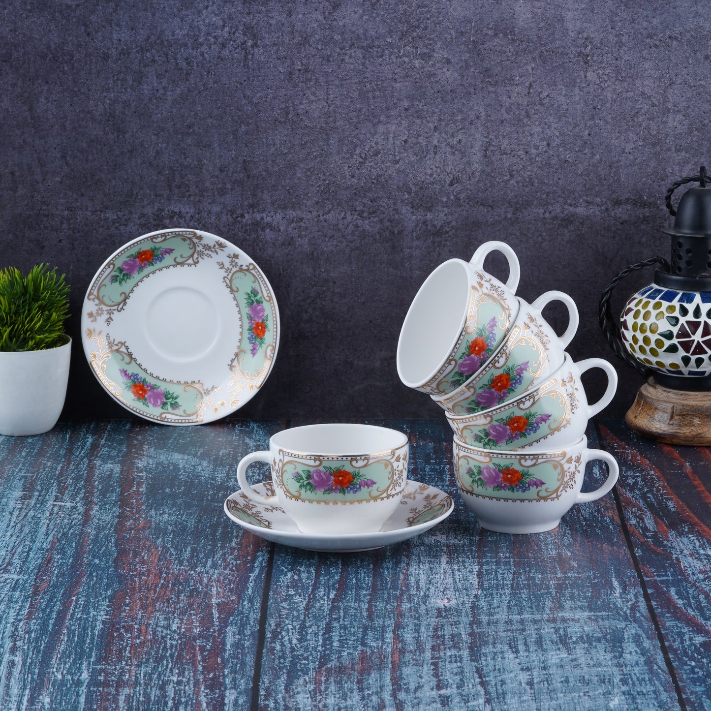 Rani Cups and Saucers Jaipur Gold-Designer tea cups My Store