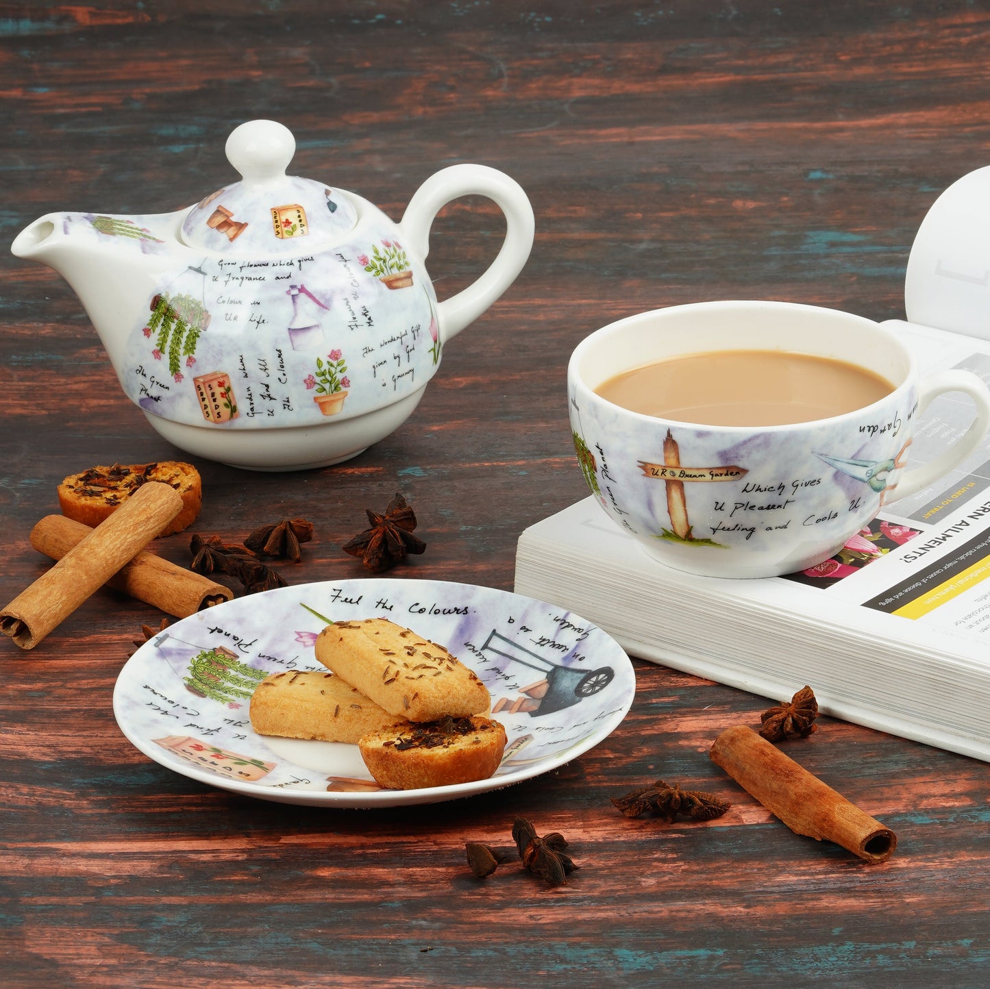 Tea for One Garden It in Purple-stylish tea set My Store