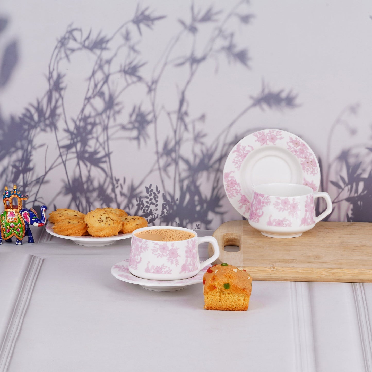 Sana Chintz Pink Cups and Saucers-Designer tea cups My Store