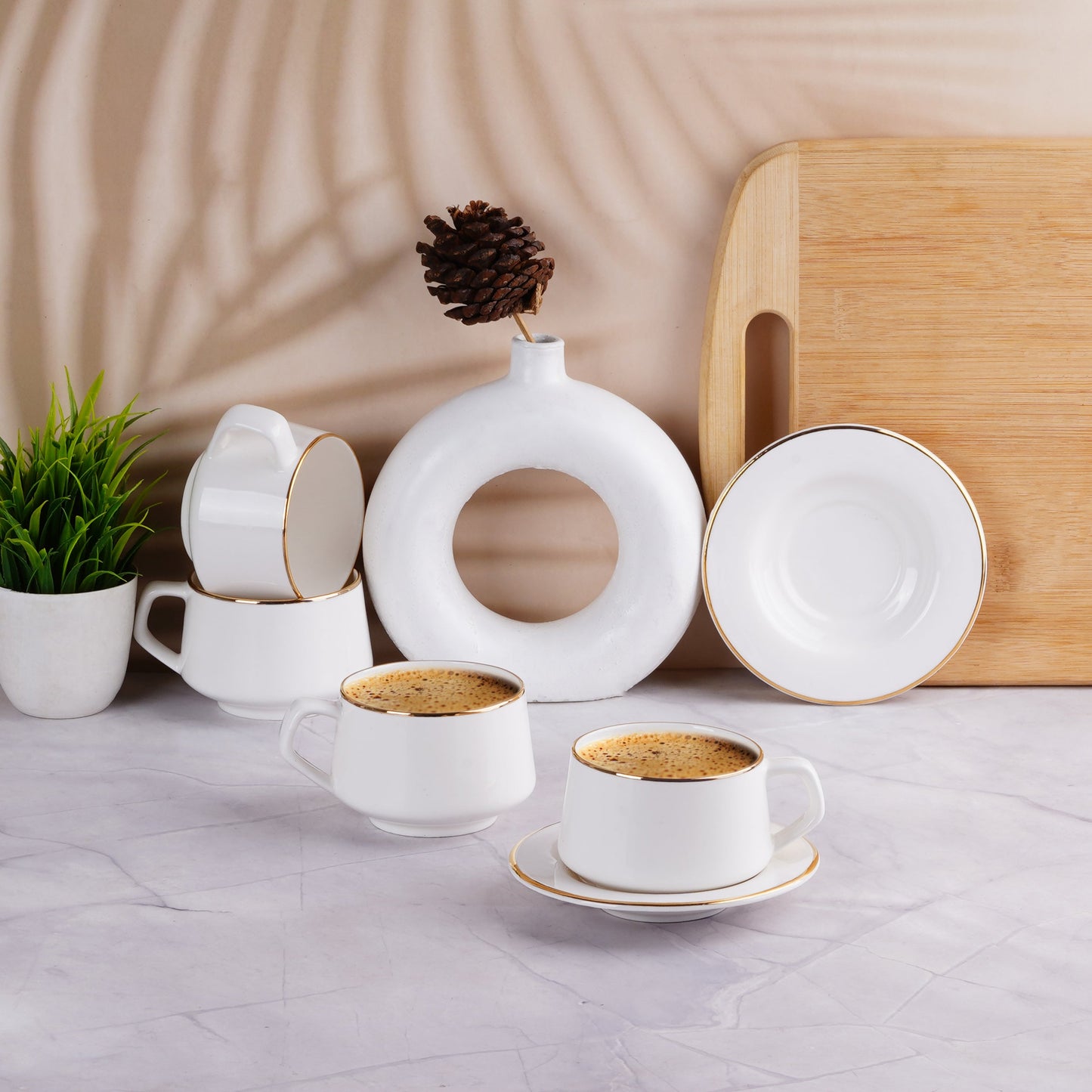 SANA Cups and Saucers with Gold Lines My Store