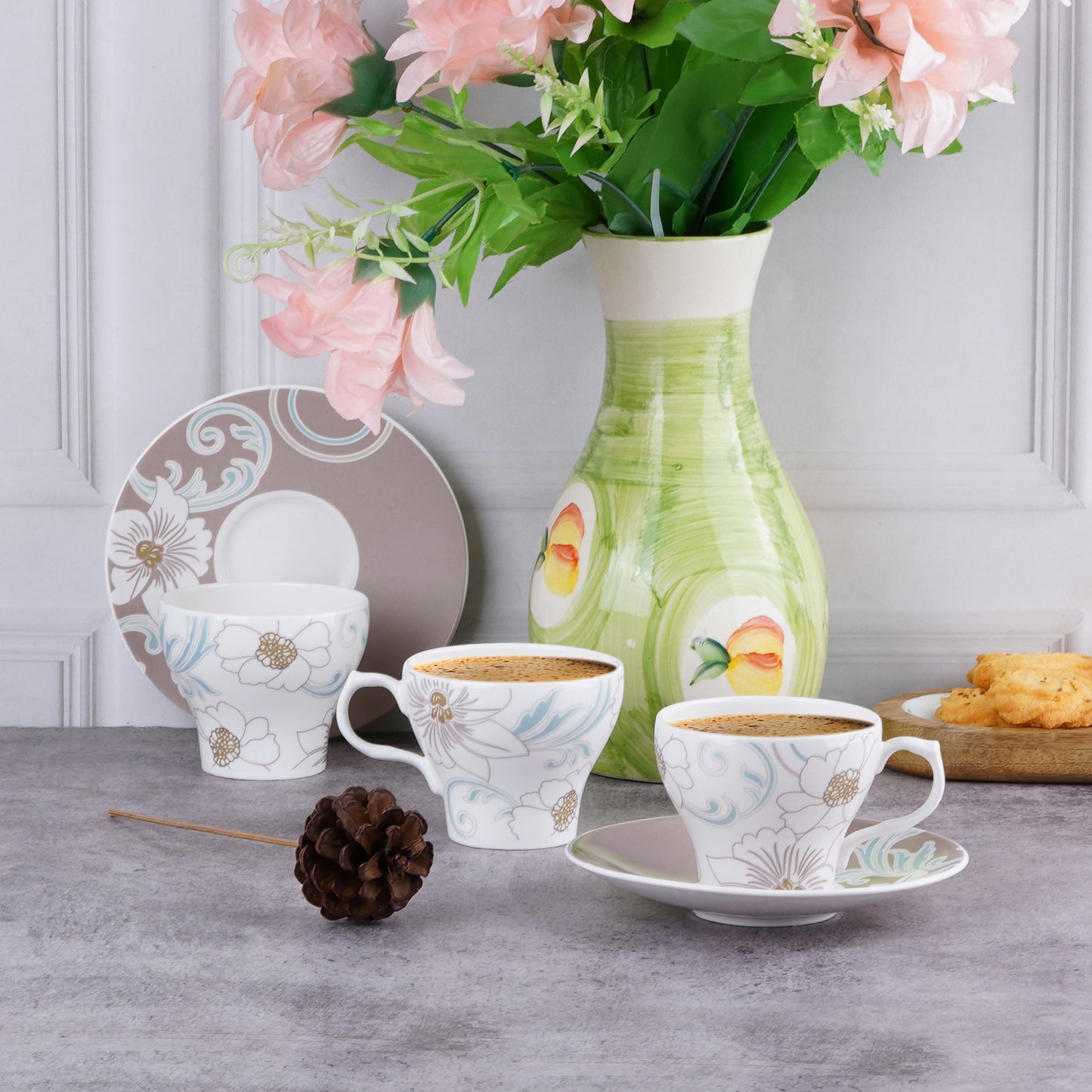 Prince Leaf Cups and Saucers-stylish tea cup set My Store