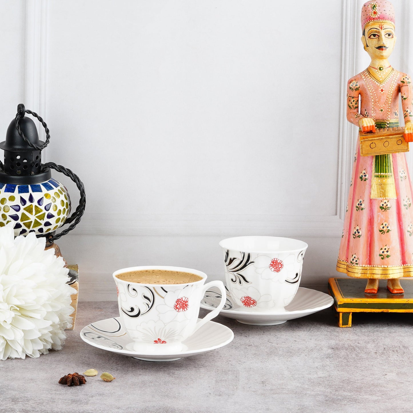 Classic Blossom Bliss-Bone China Cups & Saucers set My Store