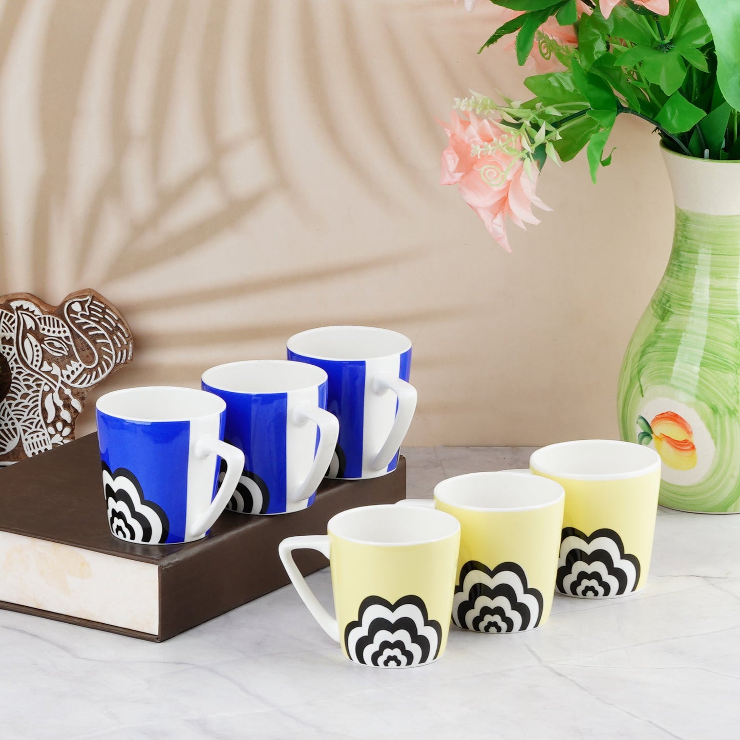 Conical Medium Yellow & Blue Cloud-Coffee Mug and Saucer Set My Store