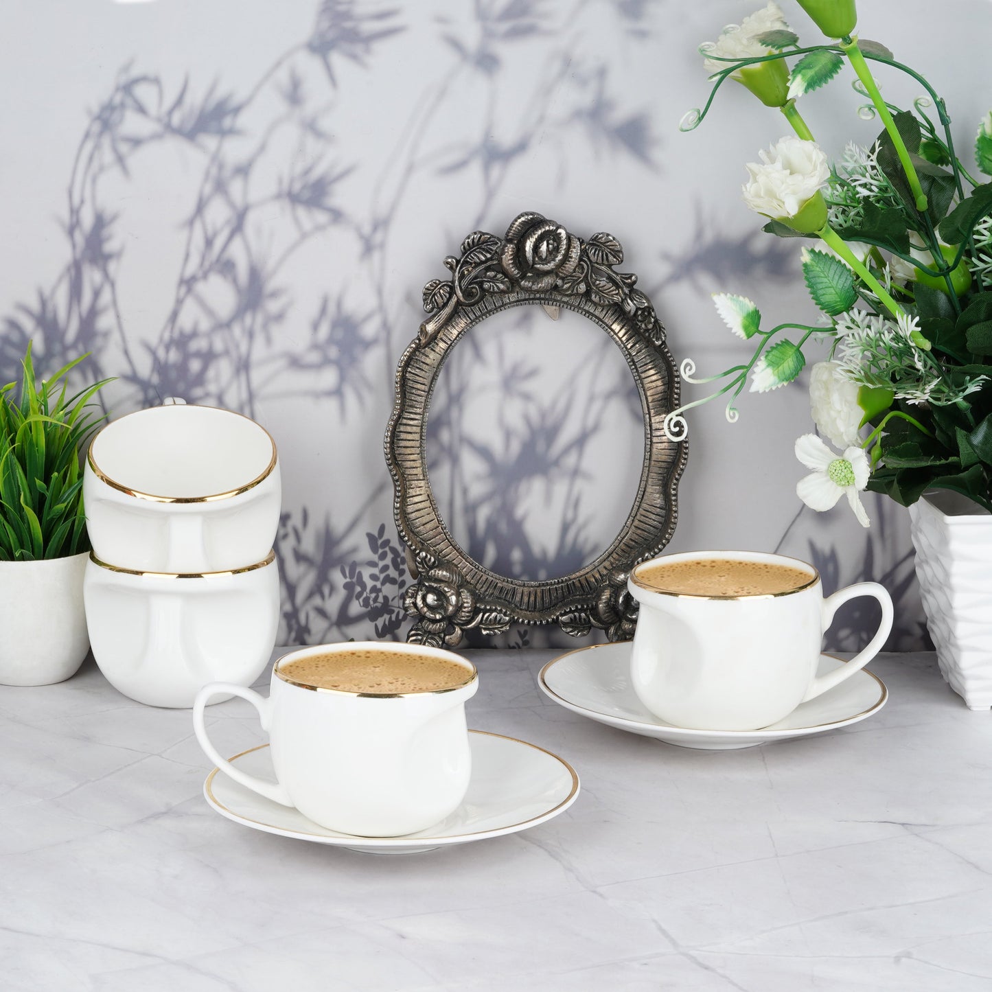 Face Gold Band Cups and Saucers-cup set My Store