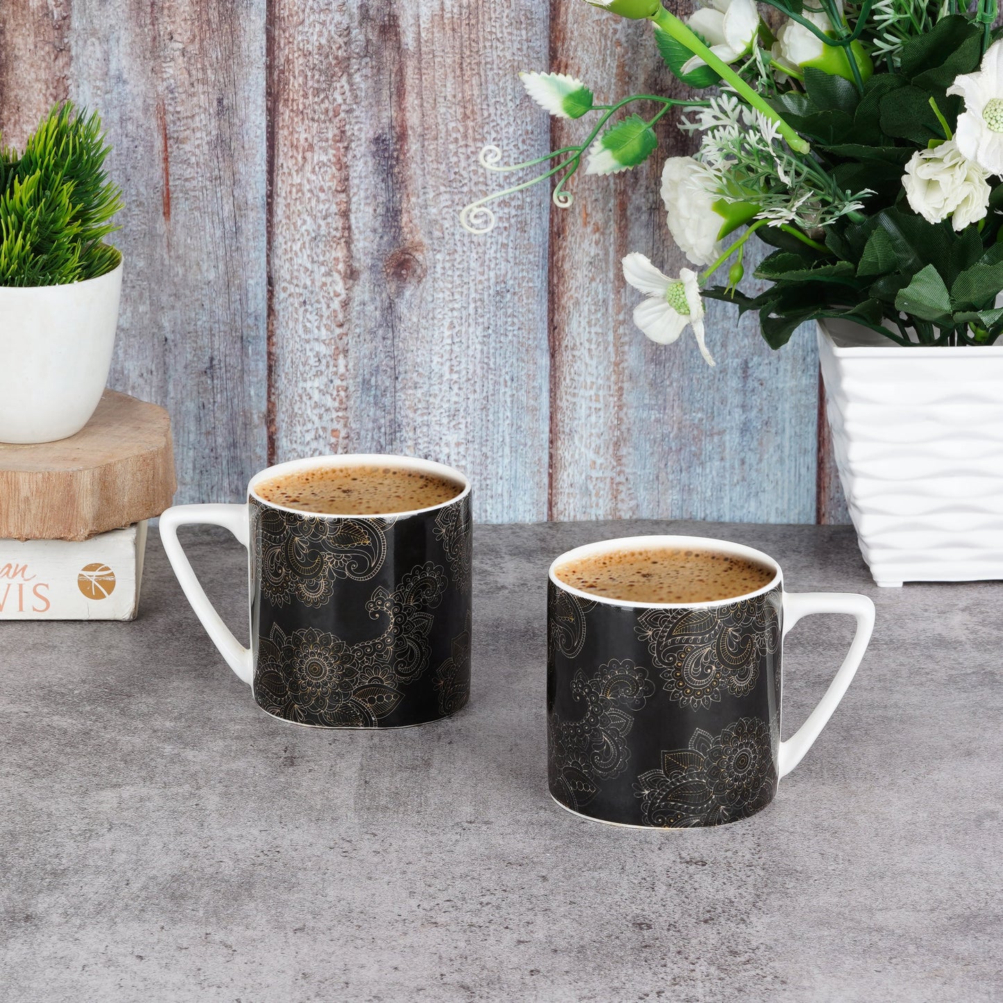 Puja GOLD Alpana on Black-coffee mugs My Store