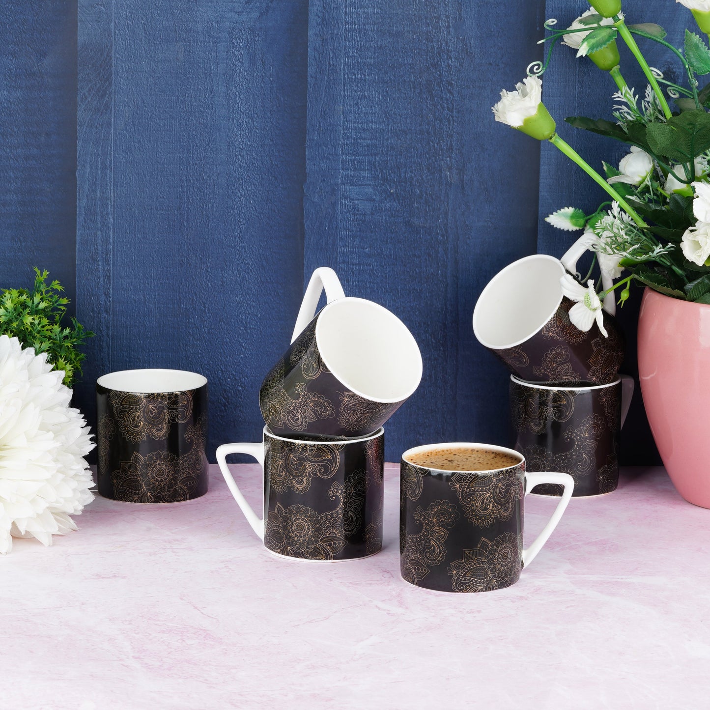 Puja GOLD Alpana on Black-coffee mugs My Store