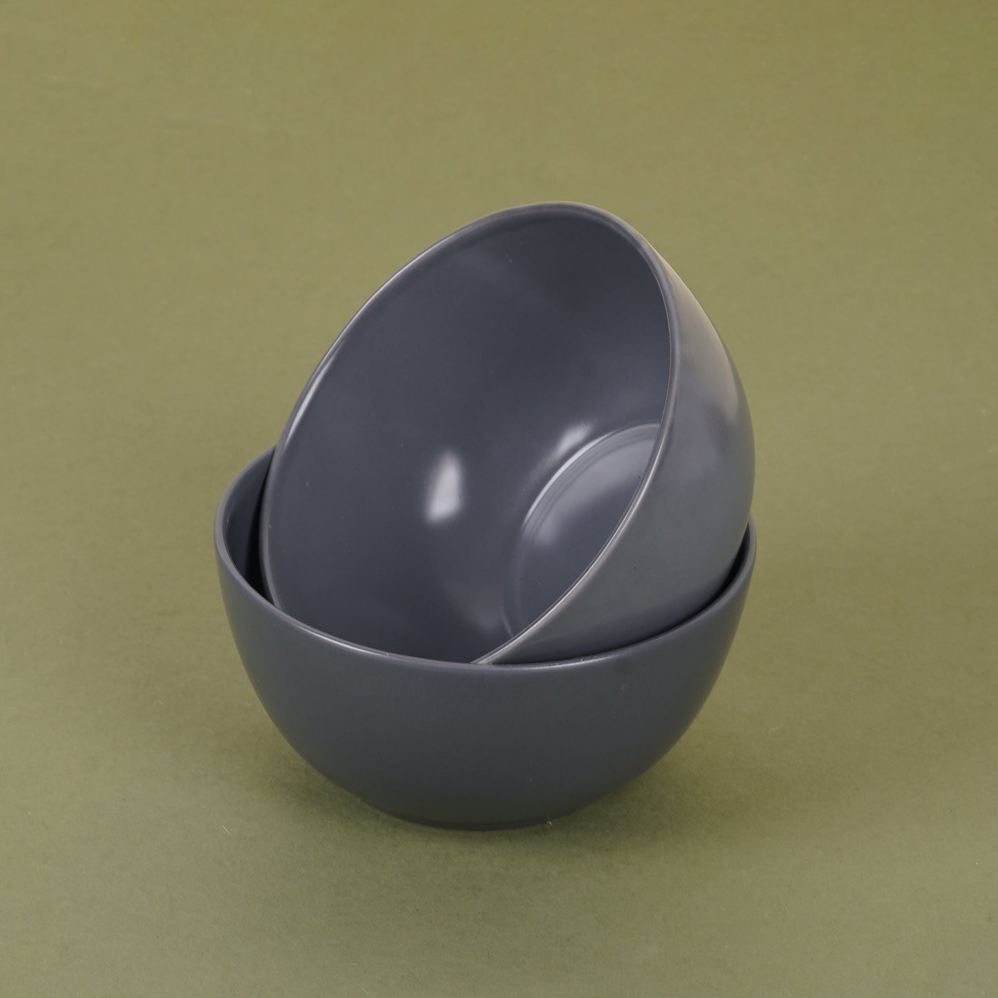 DATA Sattva Serving Bowl in Grey Matt, Set of 2 Dandy Lines by DATA