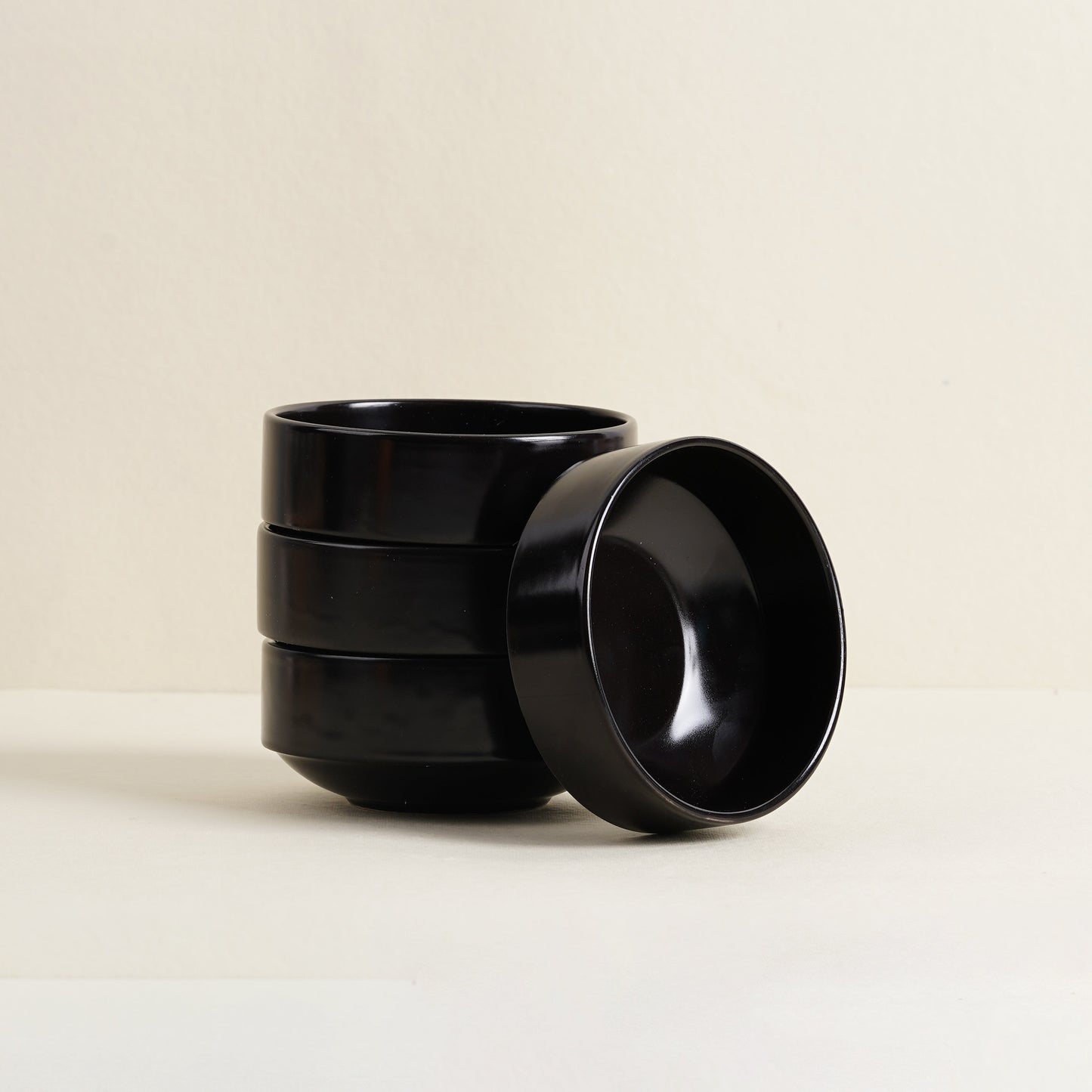 DATA Sattva Matcha & Soup Bowl in Black Matt, Set of 4 Dandy Lines by DATA
