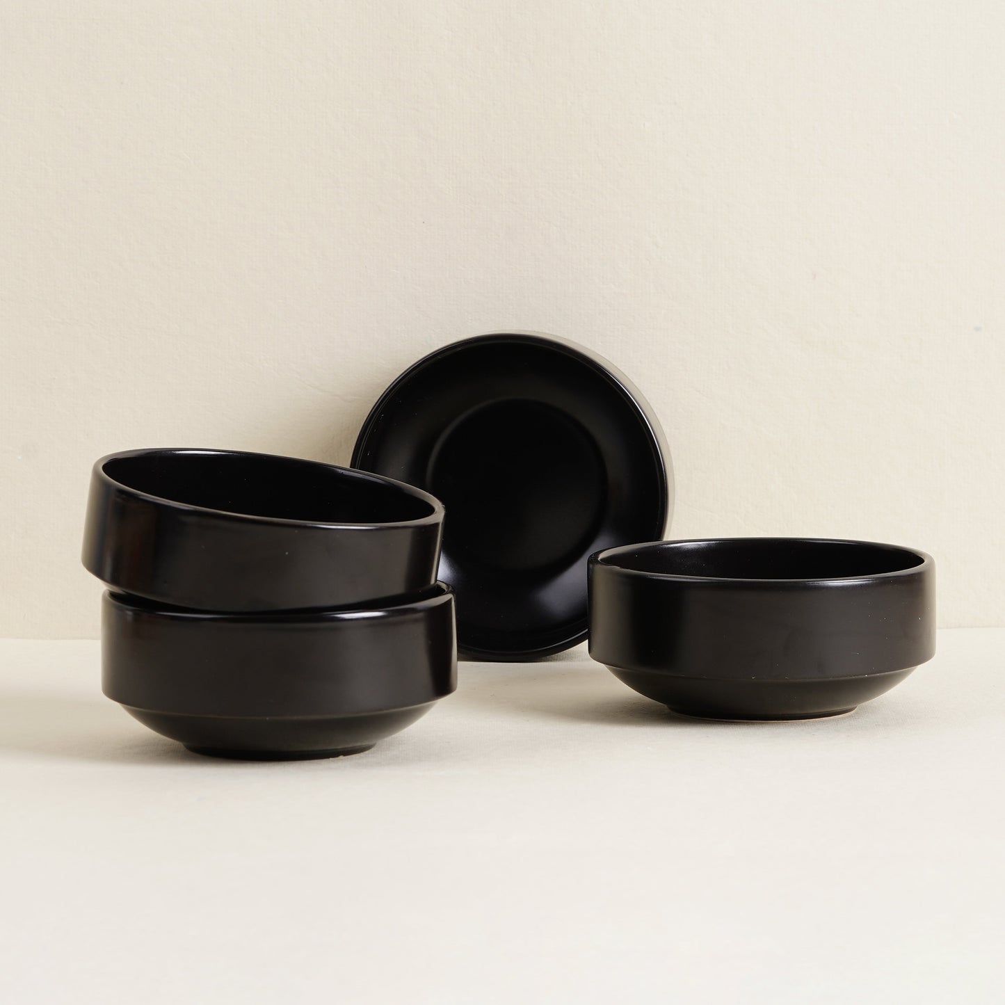 DATA Sattva Matcha & Soup Bowl in Black Matt, Set of 4 Dandy Lines by DATA