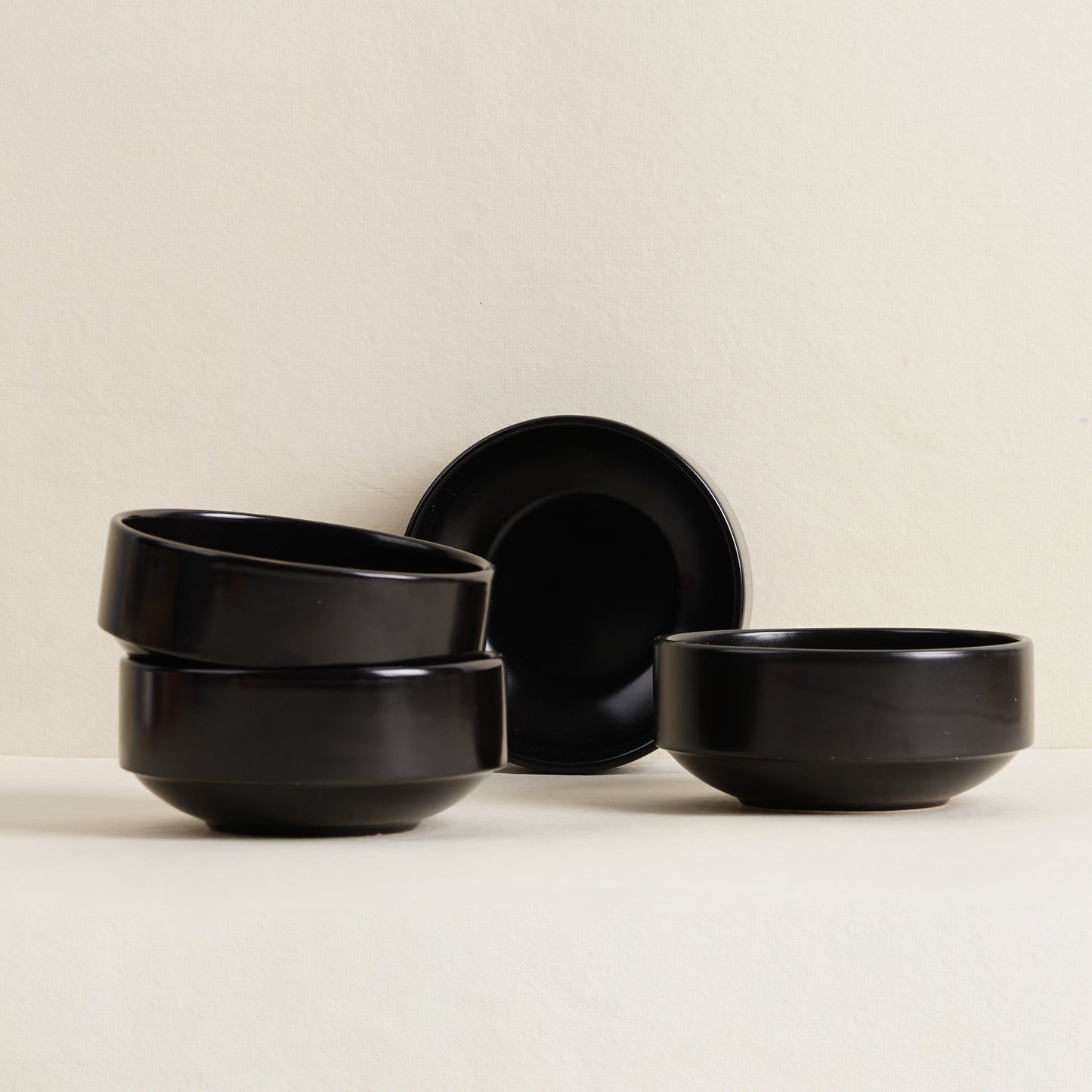DATA Sattva Matcha & Soup Bowl in Black Matt, Set of 4 Dandy Lines by DATA