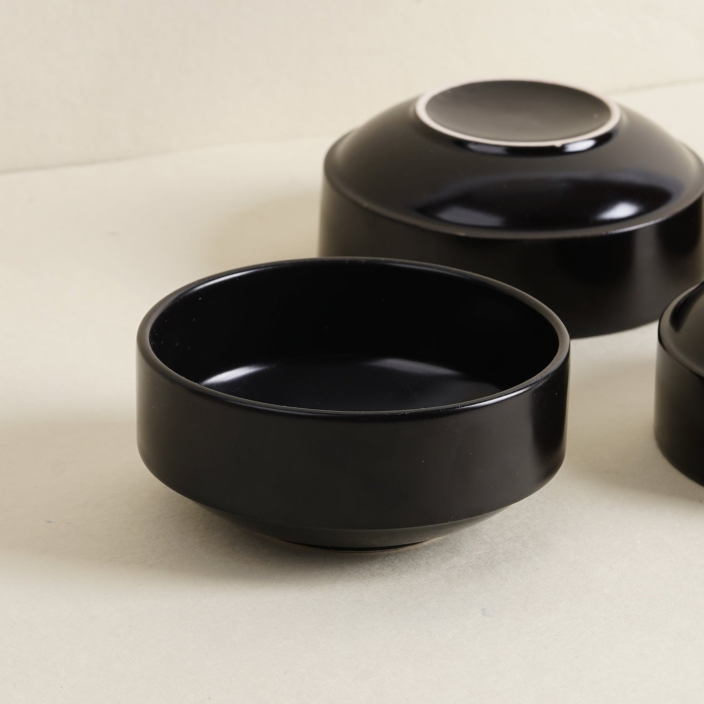 DATA Sattva Matcha & Soup Bowl in Black Matt, Set of 4 Dandy Lines by DATA