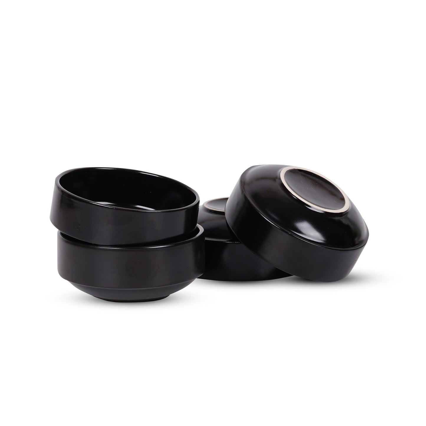 DATA Sattva Matcha & Soup Bowl in Black Matt, Set of 4 Dandy Lines by DATA