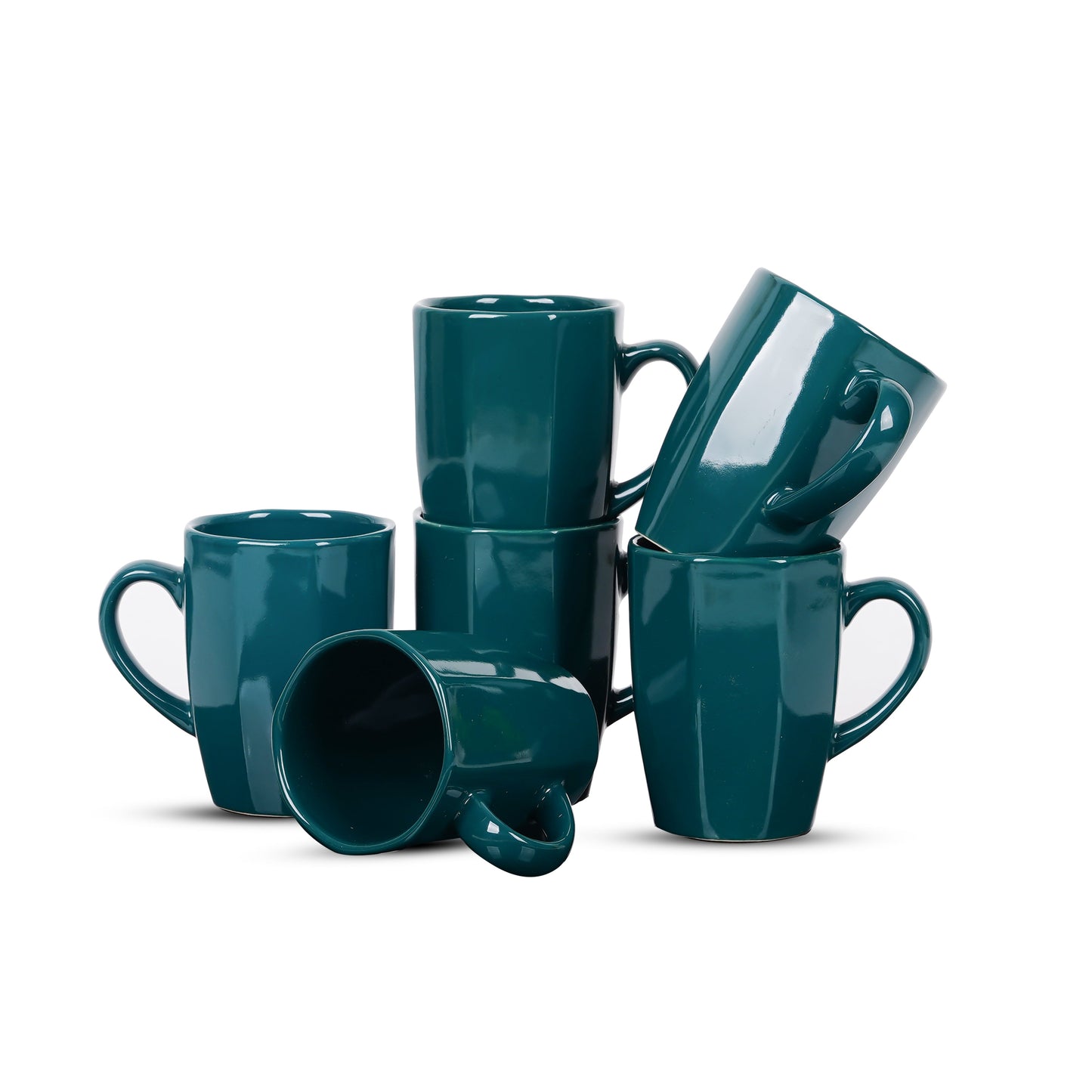DATA Zia Mugs in Green, Set of 6 Dandy Lines by DATA