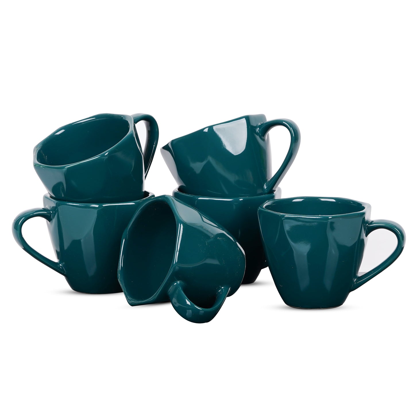 DATA Veda Mugs in Green, Set of 6 Dandy Lines by DATA