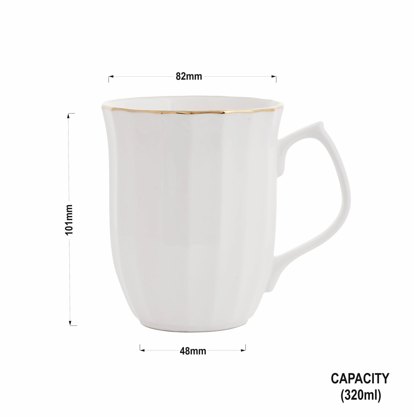 Classic White Mug with Gold Line-Milk Mug bone china My Store