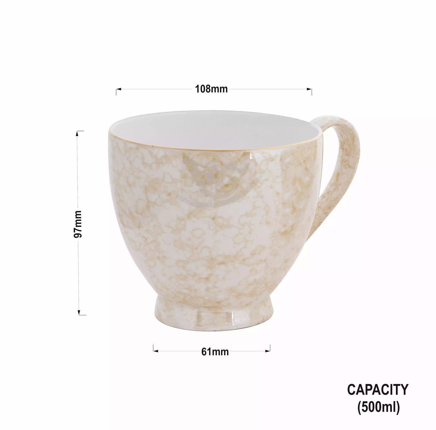 Noah Footed Mug in Marble Luster and Gold Line-stylish My Store