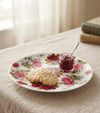 English Rose Quarter Plates featuring delicate rose artwork and premium glossy white finish