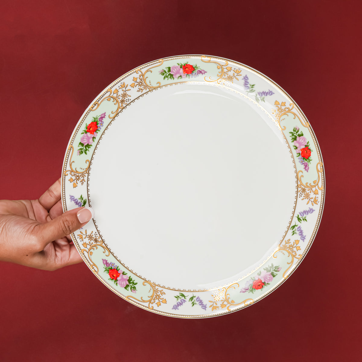 Jaipur Gold Full Dinner Plates, Set of 2 (Pure Gold)