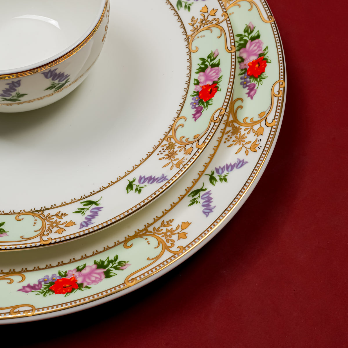 Jaipur Gold Dinner Set (Floral Pure Gold, Fine Bone China, 20 Piece Set)