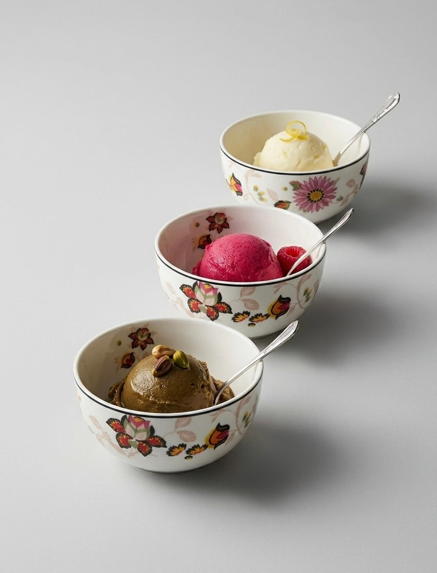Kerala Floral Veg/ Dessert Bowls, Pack of 6