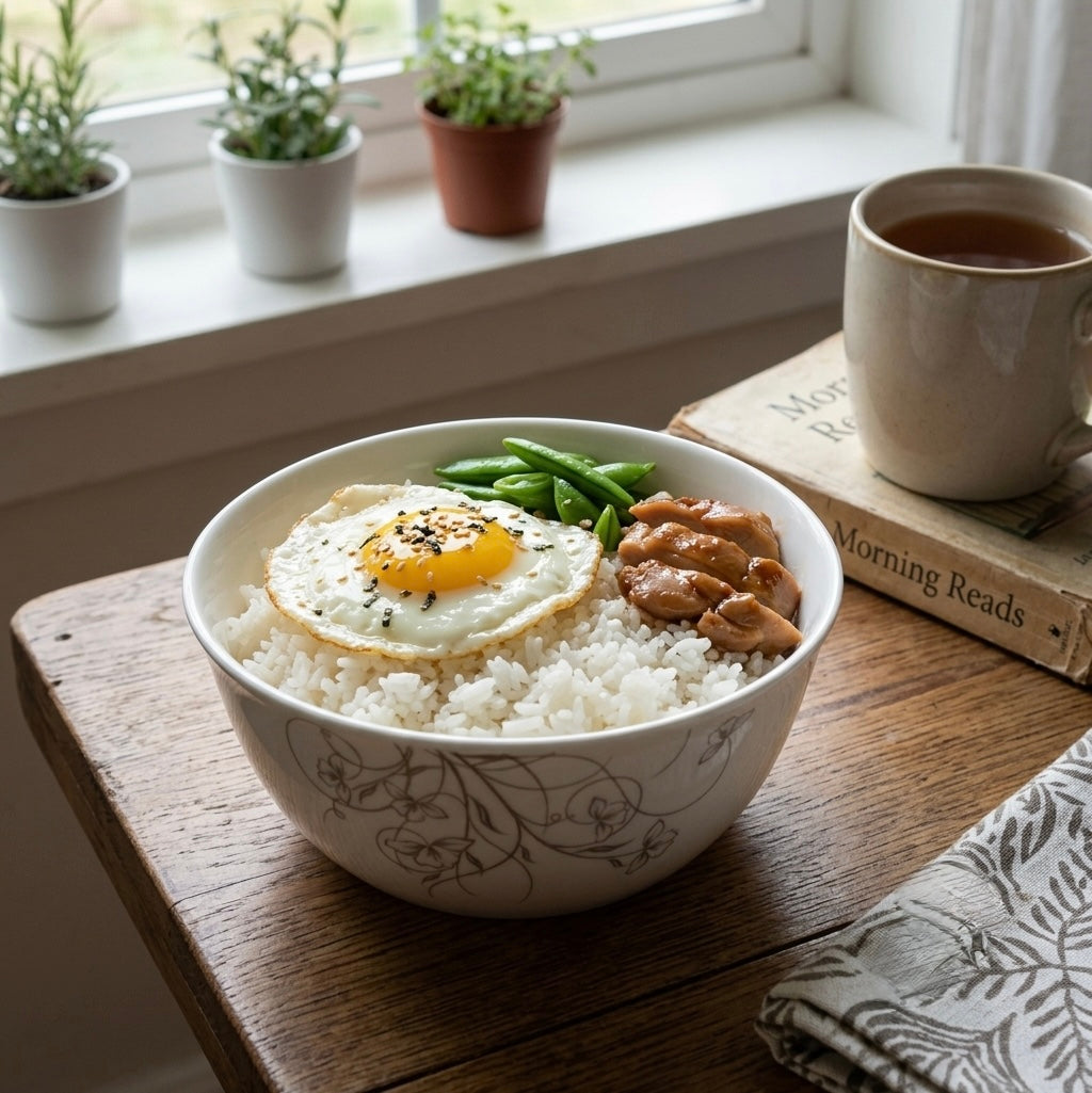 Elegant Korean Ramen Salad Bowl in Rich Platinum Floral for modern and festive table settings