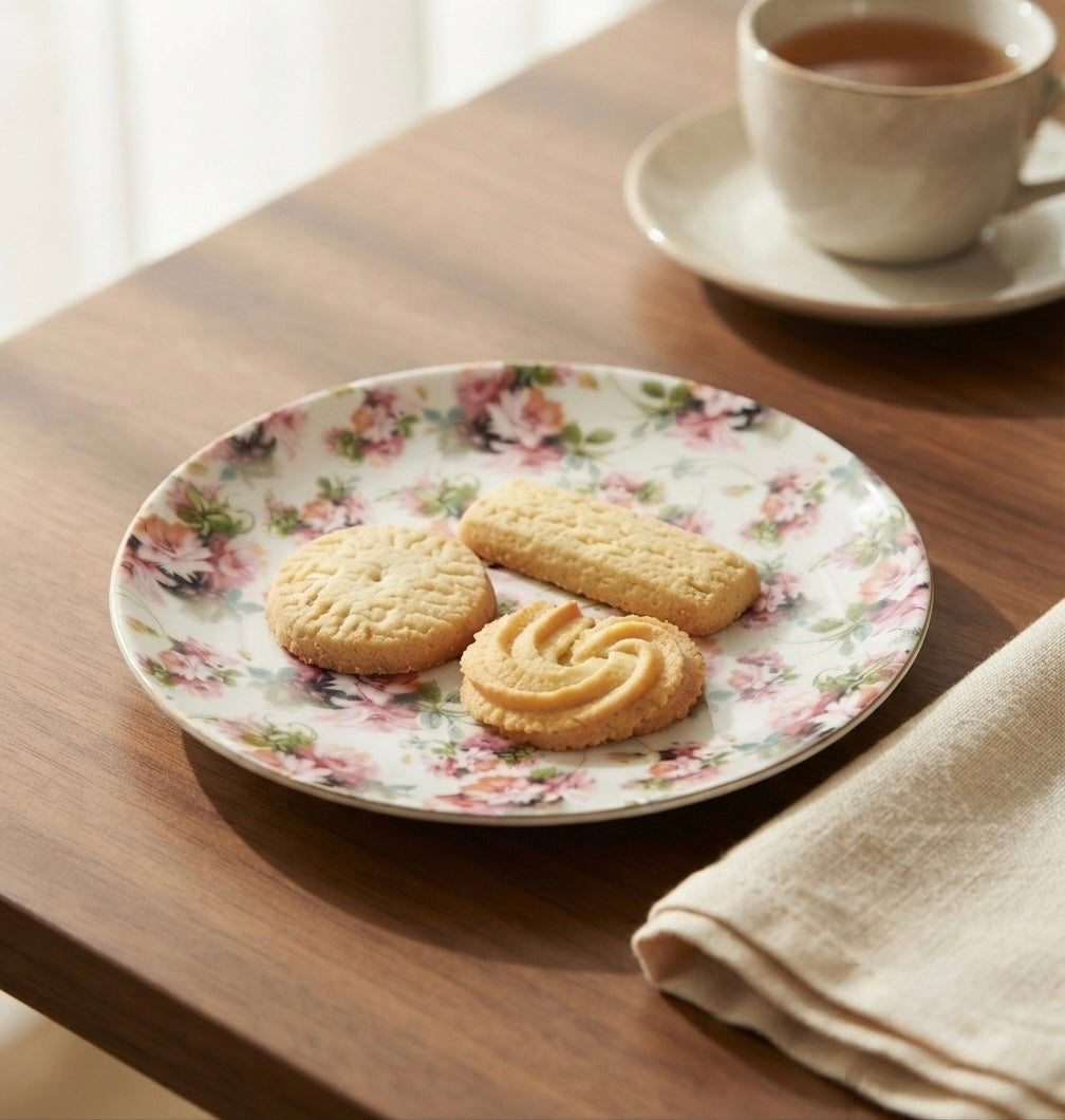 Elegant Pink Garden Quarter Plates with vibrant pink blossoms and premium fine bone china finish