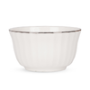 White Ceramic Bowl Set featuring elegant crown-shaped bowls with a glossy white finish and premium platinum band, pack of 3