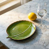 Large Sun Leaf Ceramic Platter (Pack of 1, Green) My Store