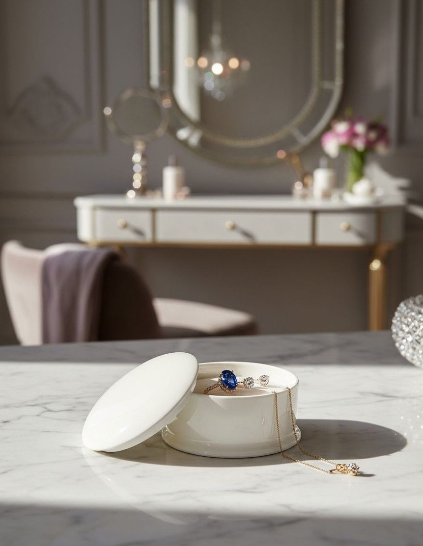 Trinket Jewellery Box with Lid in White Fine Bone China My Store
