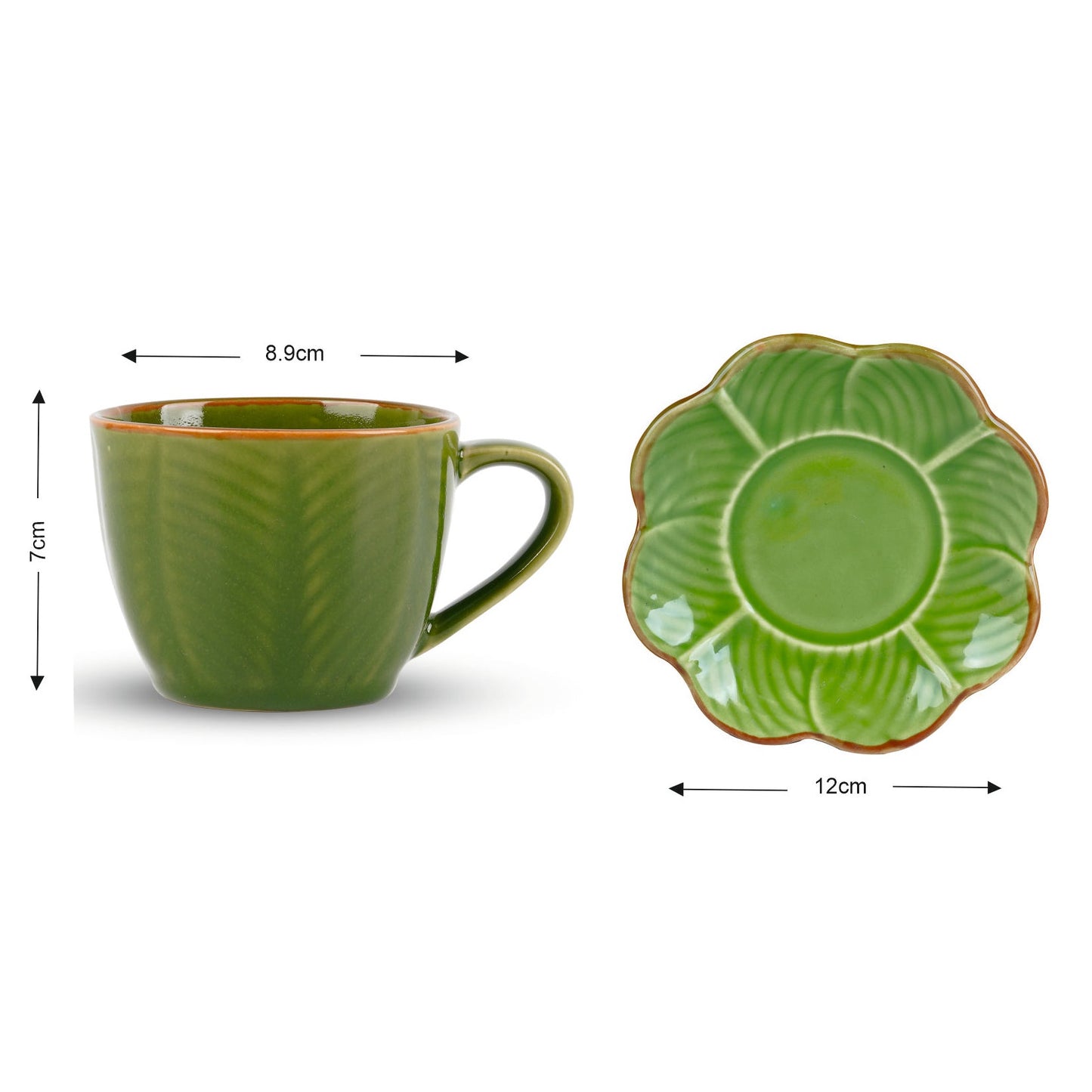 Green Leaf Cups & Saucers My Store