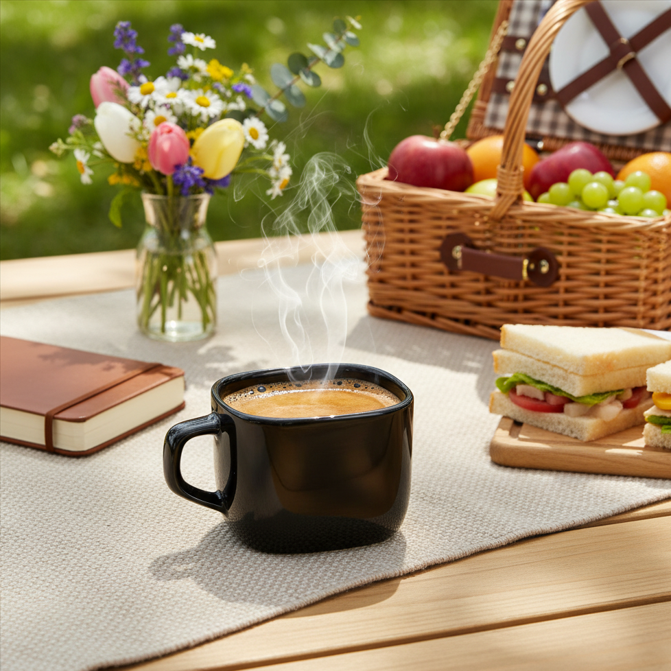 Zen Mug in an outdoor picnic setting