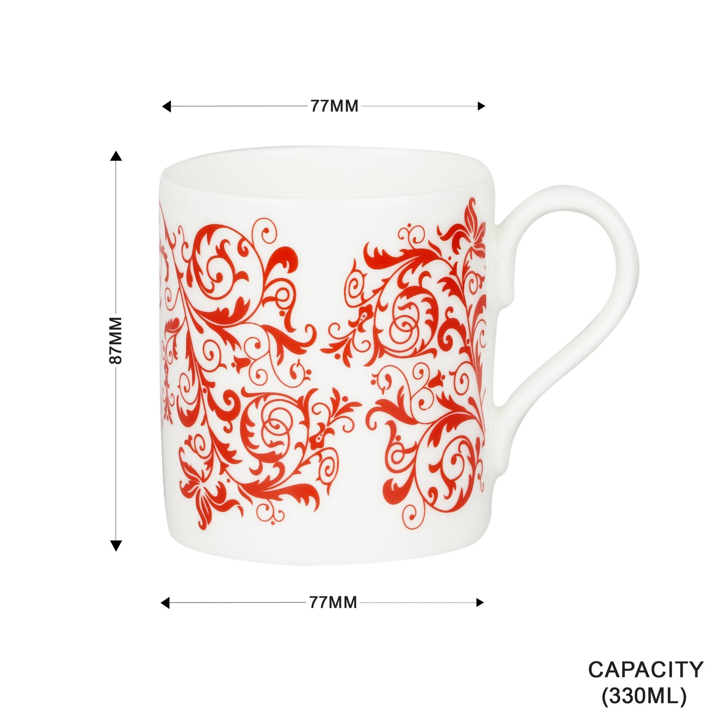 Balmoral with Red and White Traditional Leaf-Bone china Milk mug My Store